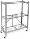 Origami 3-Tier Storage Shelves on Wheels, Steel Shelving Holds 750 pounds, Heavy Duty Garage Storage & Organization, Closet Organizer, Utility Shelf | 29" W x 13" D x 35.5" H (Platinum, R3)