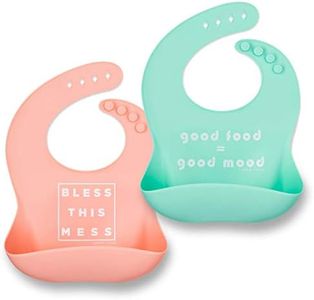 Simka Rose Silicone Bibs for Babies - Toddlers High Chair Dining Table and Restaurants - Silicone Baby Bibs with food catcher Adjustable Soft Catch all Bib with Pouch Baby Led Weaning for Boys & Girls