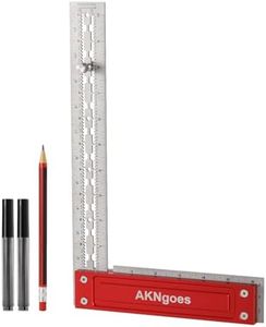 AKNgoes Precision Woodworking Square, Stainless Steel Square with Shoulder Lip, Self Standing for Quick Measurement, Built in Scribe Notches, Framing Tool for Professional Carpentry Use-12 Inch