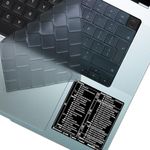 Afterplug MacBook Keyboard Cover (EU ISO Layout) + Mac OS Shortcuts Sticker (Black), Ultra Thin Keyboard Protector for M2 MacBook Air 13" 15" and M1 M2 M3 MacBook Pro 14" 16", Tinted