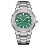 BARAMON Wrist Watches for Men, Nautilus Stainless Steel Quartz Movement Date Luxury Style Men's Luminous Hands Casual Business Watches, Green, modern