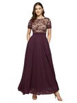 Life with Pockets Women's Relaxed Fit Regular Georgette Dress (LPSS22D06-47-603-04, Wine & Beige, M)