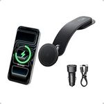 Anker MagGo Wireless Car Charger (Pad), 15W Qi2 Certified Fast Charging Car Adapter with Alloy B Strong Hold, 360° Adjustable View, Only for iPhone 16/15/14/13 Series and More