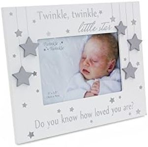 Twinkle Twinkle Little Star White Freestanding Photo Frame New Baby Gift Idea