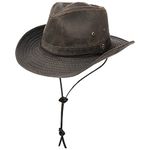 Stetson Diaz Outdoor Western hat for Men - Chinstrap and Flexible Brim - Cowboy hat Factor 40+ UV Protection - with Cotton in Washed-Out/Distressed Design - Summer/Winter Brown L (58-59 cm)