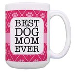 ThisWear Dog Lover Gifts Best Dog Mom Ever Cute Dog Owner Gift 15-oz Coffee Mug Tea Cup 15oz Pink