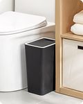 Baffect Push Kitchen Bin with Lid, Push Lid Plastic Trash Can Dustbin Bucket Black Rubbish Bin with Push Top Lid for Kitchen Bathroom Bedroom Living Room Office 8L(Black)