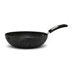 Starfrit The Rock 11'' (28cm) Non-Stick Stir Fry Pan - Durable Forged Aluminum - Oven Safe - PFOA Free - Easy to Clean - Black