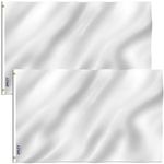 ANLEY Pack of 2 Fly Breeze 3x5 Foot Solid White Flag - Vivid Color and UV Fade Resistant - Canvas Header and Double Stitched - Plain White Flags Polyester with Brass Grommets 3 X 5 Ft