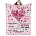 8th Birthday Gifts for Girls Happy Sweet 8 Blanket Gifts 8 Year Old Flannel Fleece Throw Blankets for Daughters, Nieces, Granddaughters, Eighth Birthday Gift Idea Decorations, 8th, 130cmx152cm