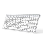 iClever Bluetooth Keyboard BK10, Multi-Device Rechargeable Wireless Keyboard with Number Pad, Ergonomic Design, Ultra-Thin, Minimalist Design Keyboard for Windows iPad iPhone Tablet, Sliver