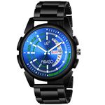 PIRASO Analogue Blue Dial Men's Watch with Date and Day Functioning (Black)