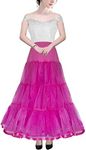 CHERRY LOVE Long Petticoat Ankle Length Underskirt for Wedding Dress Full Length Crinoline Slip, Hot Pink, XX-Large-4X-Large Plus