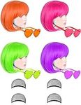 4 Pack Colored Wigs, Funky Colorful