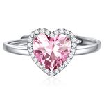 ChicSilver Pink Tourmaline Ring 925 Sterling Silver October Birthstone Ring Dainty Promise Ring Pink Heart Ring