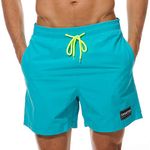 pjsonesie Mens Swim Trunks Quick Dry Beach Wear Shorts Mesh Lining Swimwear Bathing Suits (US L (Fits Waist 34.5" - 36",Tag XXL), E-Sky Blue)