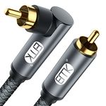 EMK Subwoofer Cable RCA to RCA Audio Cable 24K Gold-Plated Digital Coaxial RCA Cord for Home Theater, HDTV, DVD Player, Speaker, Subwoofer, Hi-Fi Systems (90 Degree Grey, 1M)