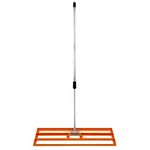 Lawn Leveller 100cm x 32cm Levelling Rake Lute Heavy Duty Lightweight Galvanised Steel Aluminium Orange 1.2 - 1.9m Extendable Handle Easy Grip Landscaping Garden Tool Grass Soil Artificial Turf Gravel