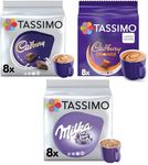 Tassimo Hot Chocolate Selection - Cadbury/Milka/Cadbury Orange Pods (Pack of 3, Total 24 Capsules)