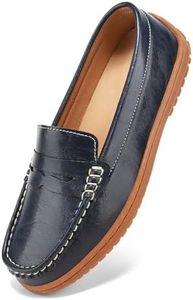 BEAUSEEN Women's Classic Handsewn Penny Loafers - Casual Slip On Moccasin Driving Shoes Lightweight Walking Flats Comfort Women Loafer Shoes, Blue, 11 US