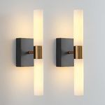 Wall Sconce Black and Brass Gold Wall Sconces Set of 2 with White Glass Shade Wall Light Sconces Wall Lighting Wall Sconces Lighting Applique Murale Interieur Wall Lamp Luminaire Mural Bathroom