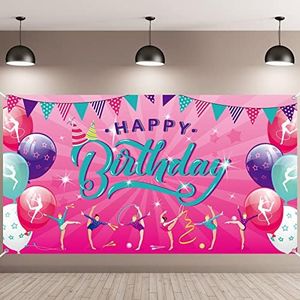 Gymnastics Birthday Banner Backdrop Party Supplies Gymnastics Party Decorations Gymnastics Photography Backdrops for Birthday Baby Girl Shower Party Supplies