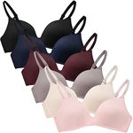 Happy Cherry Big Girls No Wires Cotton Developed Training Bras Slim Soft Cup Wireless Lightly Lined Foam Bra Pack of 6 Soft Padded Bra