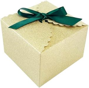 15PCS Small Gift Boxes, Gold Gift Box with Jasper Ribbon Wedding Favor Boxes Fancy Gift Boxes with Lids for Anniverary,Birthday,Party,Homemade Chocolate Cookie, 4.7x4.7x3.5 inch(L,Gold)