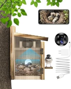 KinetCam Smart Bird House with Camera for Small Birds Nesting, 2K HD Wi-Fi Bird Watching Cam for Birdhouse, Auto Detect&Notify, Night Vision, APP Control, Wooden Birdhouse with Camera Inside