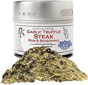 Garlic Truffle Steak Rub Seasoning | All Natural, Non GMO | Authentic Gourmet Spice Mix | Hand Made in Small Batches | GLP-1 Friendly | Made in USA | Sustainably Sourced, Ultra Premium Seasoning | Magnetic Tin | Gustus Vitae