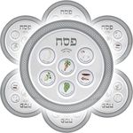 Passover Classic Silver Seder Plate, Melamine Silver Design Passover Seder Plates (24-Pack)