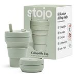 Stojo Collapsible Coffee Reusable to Go Pocket Size Travel Cup (Sage, 16oz / 470ml)