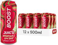 Boost Juic'd Energy Drink Watermelon & Lime Twist, 500ml x 12 pack, Vegan Friendly Great Tasting Energy Boost, Low Calorie Taurine Carbonated Drink with Added B Vitamins, Real Fruit Juice & Caffeine
