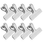 Morsler 8 Packs Chip Clips, 3-inch Wide Stainless Steel Heavy-Duty Food Bag Clip for Air Tight Seal Grips on Food Bags, Office Kitchen Home Usage