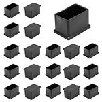 Cjueiom 20pcs 15mm x 30mm / 5/8" x 1-3/16" Chair Leg Floor Protectors Rectangle Table Legs Covers, Black Chair Leg Caps PVC Furniture Leg Protectors, Chair Feet Protectors Stoppers Tips Ferrules Pads