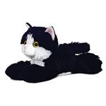 Aurora, 12743, Mini Flopsie Maynard Cat, 8in , Soft Toy, Black & White