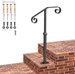 SPACEEUP Handrails for Outdoor Steps,38.8" Single Post handrail Fit 1-2 Steps Outdoor Stair Railing, Wrought Iron Handrail,Transitional Porch Railings