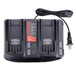 Gonocop CMCB124 Dual Port V20 Battery Fast Charger Replacement for Craftsman 20V MAX Lithium CMCB202 CMCB204 CMCB206 with 2 USB Ports Black