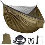 Camping Hammock with Mosquito Bug Net Portable Lightweight Parachute Nylon Hammock for Backpacking Travel Beach Yard Outdoor(Brown)