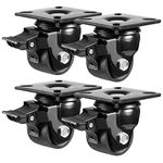 W B D WEIBIDA 2” Plate Swivel Caster Wheels Set of 4 Heavy Duty, Load Capacity 2200lbs, Low Gravity Center Design Black Caster Wheels Dual Locking, Durable & Quiet & Sturdy Nylon Wheels for Industrial