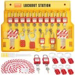 VEVOR Electrical Lockout Tagout Kit, 60 PCS Safety Lockout Tagout Station Includes Padlocks, Hasps, Tags, Nylon Ties, Expansion Kit, and Lockout Station Board, for Industrial, Electric Power
