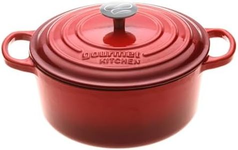 Gourmet Kitchen Cast Iron Casserole Suitable for All Cookers High-Quality Cast Iron and Enamel Heat-Resistant Stainless Steel Knob 24cm - Black Cherry Red