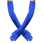 55 CM Long Fancy Dress Gloves, 7 Colors Satin Elbow Mittens, Stretchy Evening Dancing Party Glove for Women, Ladies Opera Gloves for Prom Wedding Graduation Banquet (Royal Blue)