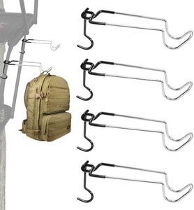 SFNSM Metal Hunting Tree Stand Seat Hangers - 4PCS Bow Hanger for Tree Stand Gun Holder, Non-Slip Tree Stand Accessories, Easy Clamps on, Fits 0.75" to 1.25" Round & 1" Square Tree Stand Tube