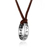 Uncharted Ring Necklace Nathan Drake Pendant Necklace Uncharted Necklace for Men Brown Leather Chain Uncharted Ring (Uncharted Ring Necklace)