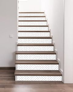 FLFK Stair Riser Decals - Black Lines Stair Stickers Murals Peel and Stick Self-Adhesive for Home Decor, 39.3" W x 7.08" H x 13Pcs