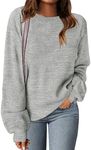 MEROKEETY Women's 2024 Fall Winter Oversized Pullover Sweater Trendy Crew Neck Long Sleeve Heathered Knit Jumper Tops Grey Medium