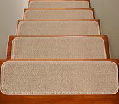 Soft Plain Carpet Stair Treads NON-SLIP MACHINE WASHABLE Mats/Rugs, 22x67cm, 11mm Thickness (Beige, 13)