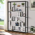 Luxsuite 6 Tier Bookshelf Book Shelf Industrial Multi-Level Bookcase Storage Rack Display Shelf Unit for Home and Office White