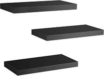 STOREMIC Floating Shelves, Black Shelves Set of 3, Easy to Install Decorative Shelves for Wall with Length 38cm, Sturdy Black Floating Shelves for Bedroom, Office, Living Room, etc